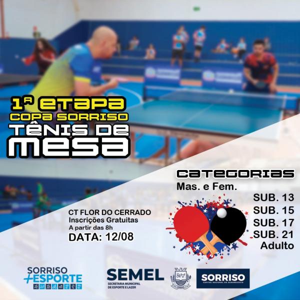 Município sedia a 1ª etapa da Copa Sorriso de Tênis de Mesa