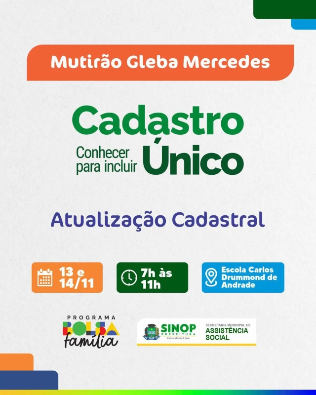 Mutirão do Cadastro Único começa nesta quarta(13)